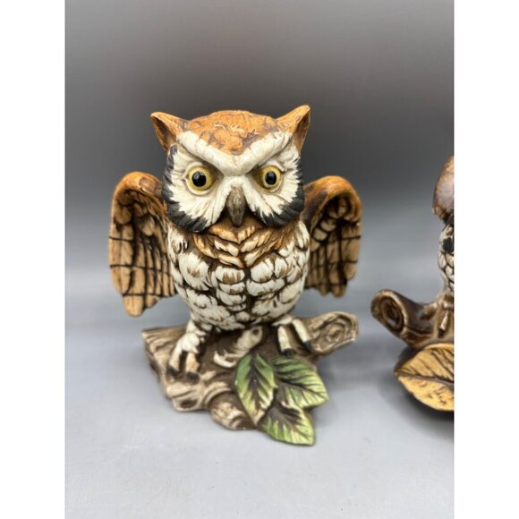 Set Of 3 Vintage Homco Ceramic Owl Figurines Retro Decor - Picture 3 of 8